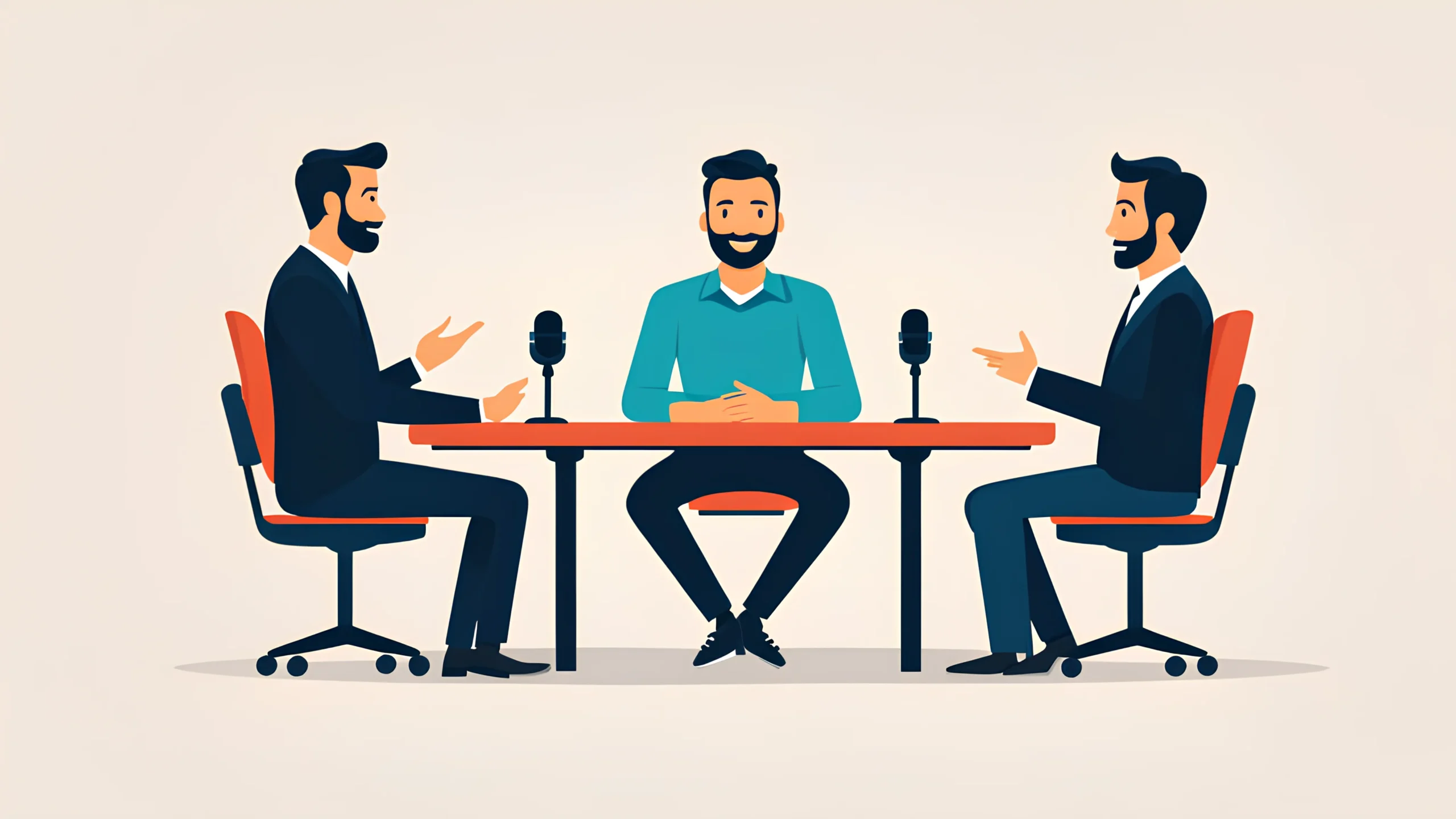 Corporate team recording an internal podcast for employee communication