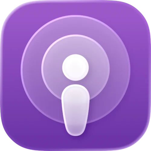 Apple Podcasts-pictogram met audio- en videostreaming ter illustratie van de bedrijfspodcast op Apple Podcasts